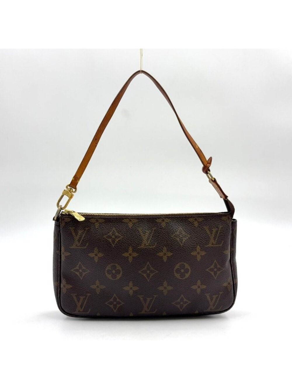 Louis Vuitton Pochette Accessoires Monogram Leather Brown Light Handbag Gold